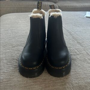 Dr. Martens Black Winter Chelsea  Boots with Cream Lining